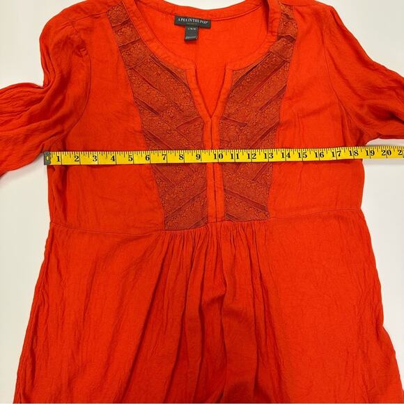 A Pea in the Pod Maternity Tunic Top Large L/G - Boho Embroidered Red Blouse - Picture 6 of 9